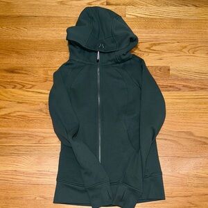 Lululemon Athletica SCUBA FULL ZIP with thumb holes-Olive Green Zip-Up Hoodie